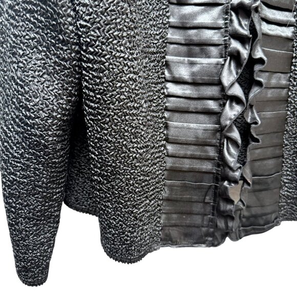 Avenue Evening Jacket Plus Size 18/20 Black Crinkle Ruffle Womens Party Top - Picture 7 of 8